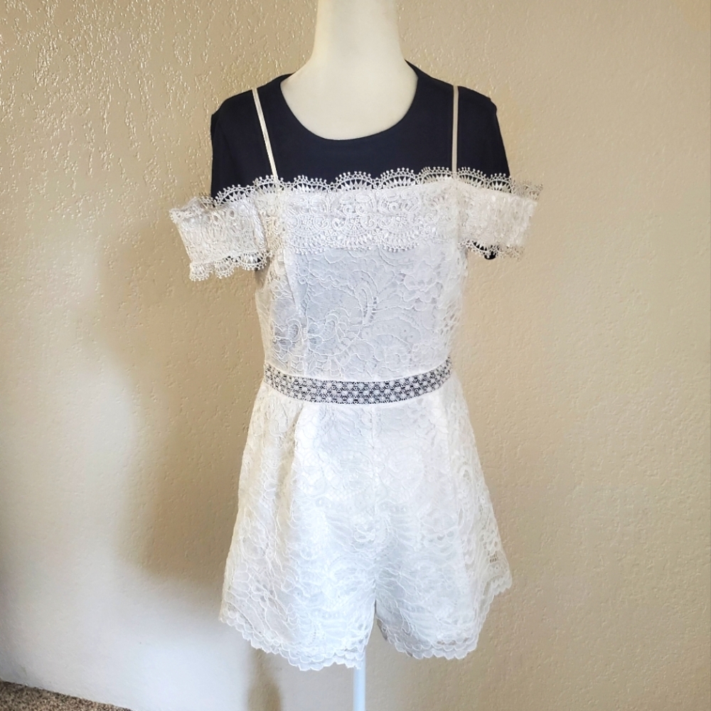 Francesca's Lace Romper White Medium Bridal/Bachelorette
